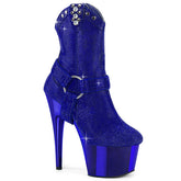 7 Inch Heel ADORE-1029CHRS Royal Blue Rhinestone